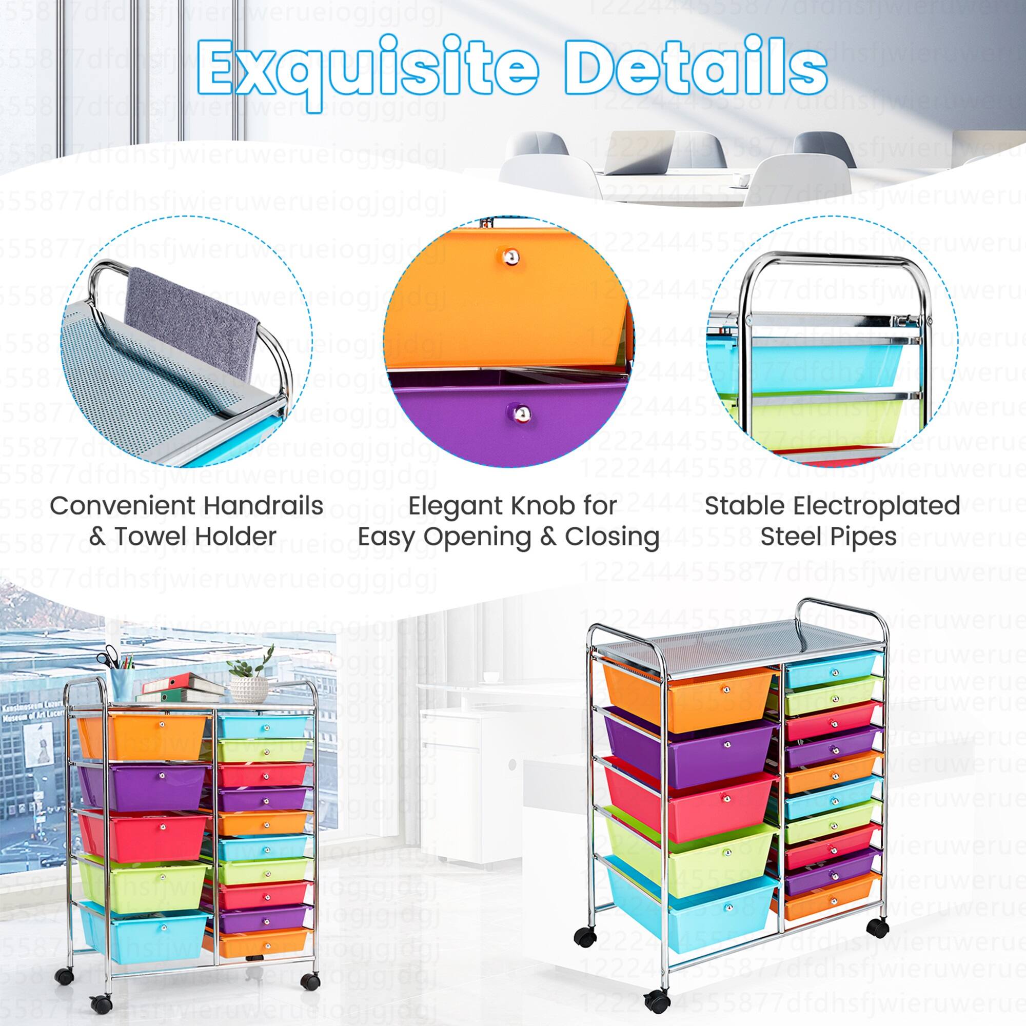 Exquisite Details:

* Convenient Handrails
* Elegant Knob for Stable Electroplated & Towel Holder
* Easy Opening & Closing Steel Pipes