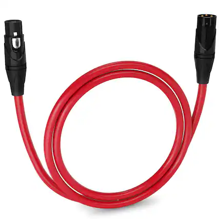 Front. Lyxpro - 3 ft Balanced XLR Cable, Male to Female, 3 Pin Microphone Cable - Red.