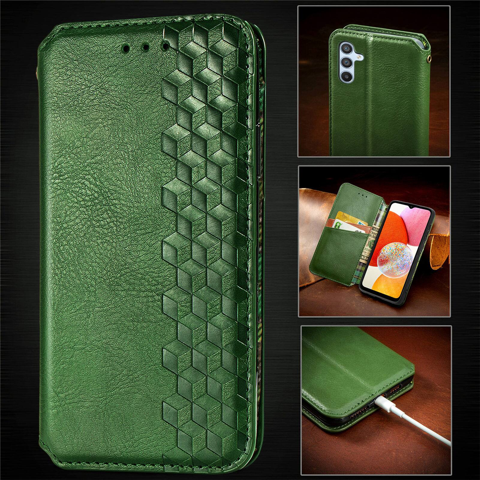 Alt View 1. Dteck - Dteck Slim Flip Folio Wallet PU Leather Case for Samsung Galaxy A14 5G, Magnetic Credit Card Slot Kickstand Cover - Green.