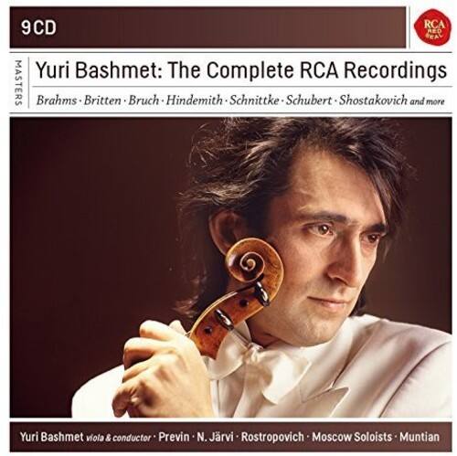 9CD  
RCA  
MASTERS  

Yuri Bashmet: The Complete RCA Recordings  
Brahms - Britten - Bruch - Hindemith - Schnittke - Schubert - Shostakovich and more  

Yuri Bashmet viola & conductor  
Previn - N. Jrvi - Rostropovich - Moscow Soloists - Muntian
