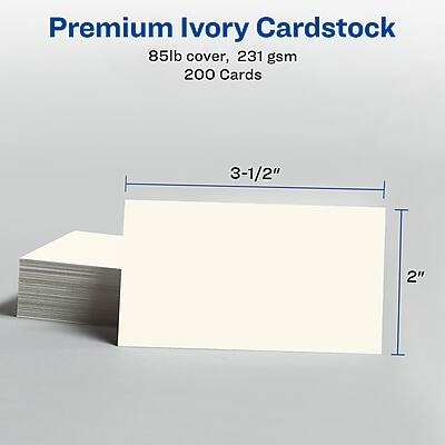 Premium Ivory Cardstock  
85lb cover, 231 gsm  
200 Cards  
3-1/2" x 2"