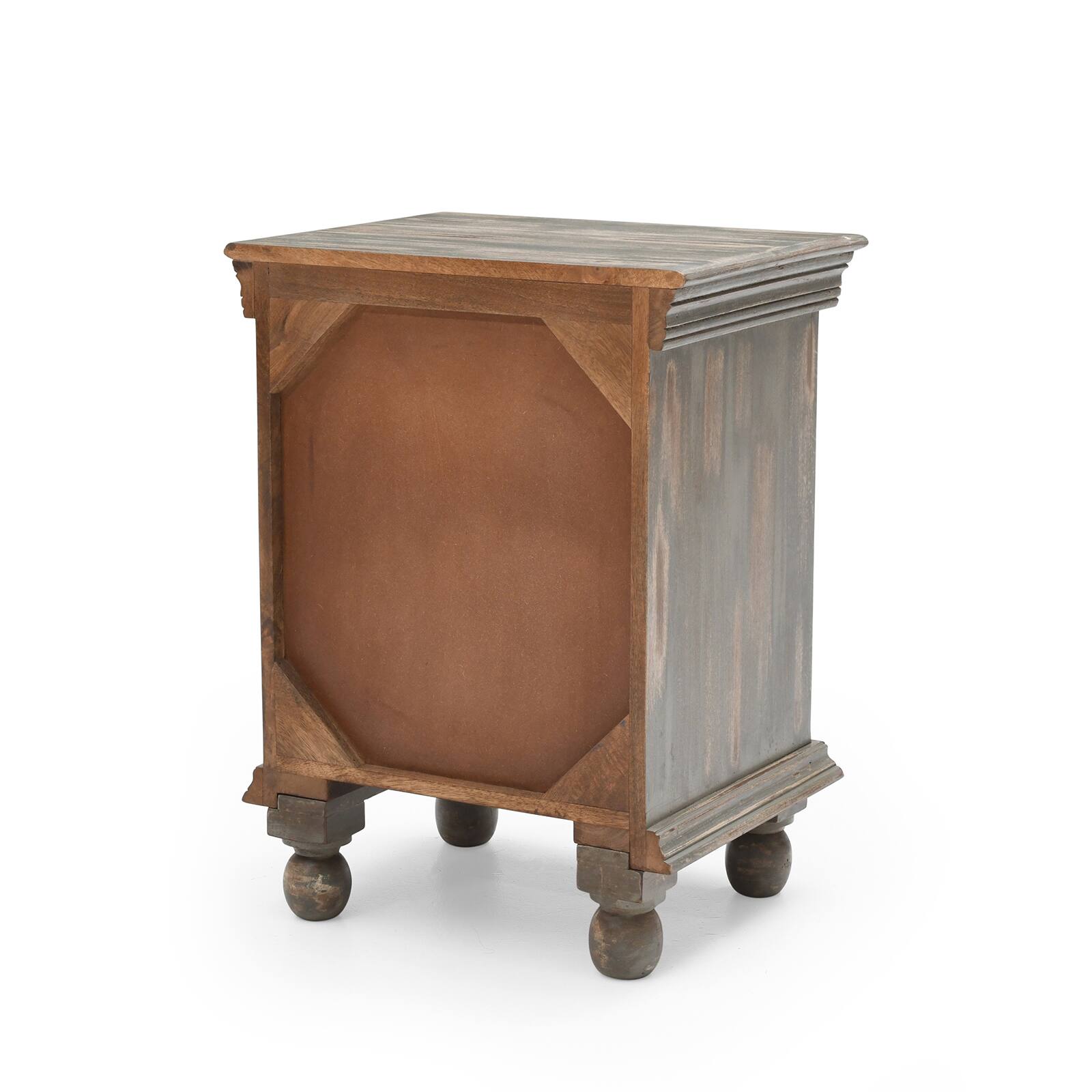 Alt View 8. Chateau Abodes - Narrow Side Table, Antique Grey Wood Nightstand with Storage for Small Spaces in Living Room & Bedroom - Antique Grey.