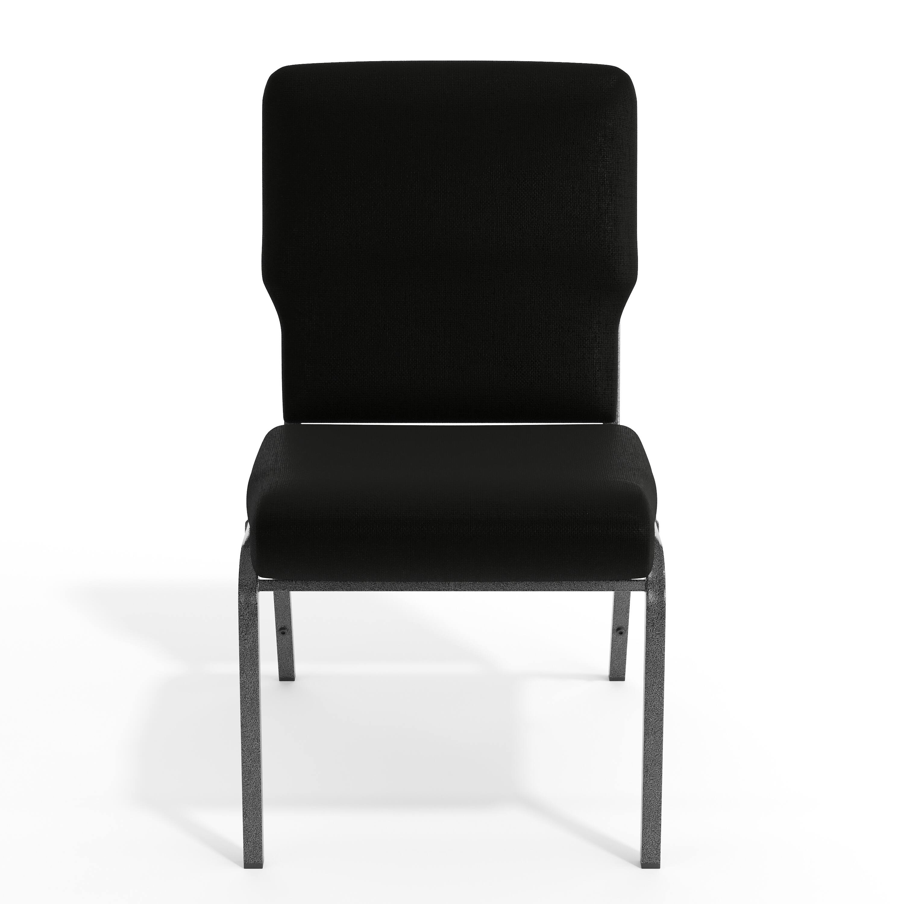 Alt View 9. Emma + Oliver - 20.5 in. Molded Foam Church Chair - Black Fabric/Silver Vein Frame.