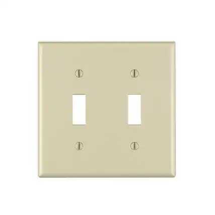 Front. Leviton - Leviton Ivory 2 gang Thermoset Plastic Toggle Wall Plate 1 pk (Case of 25) - Ivory.