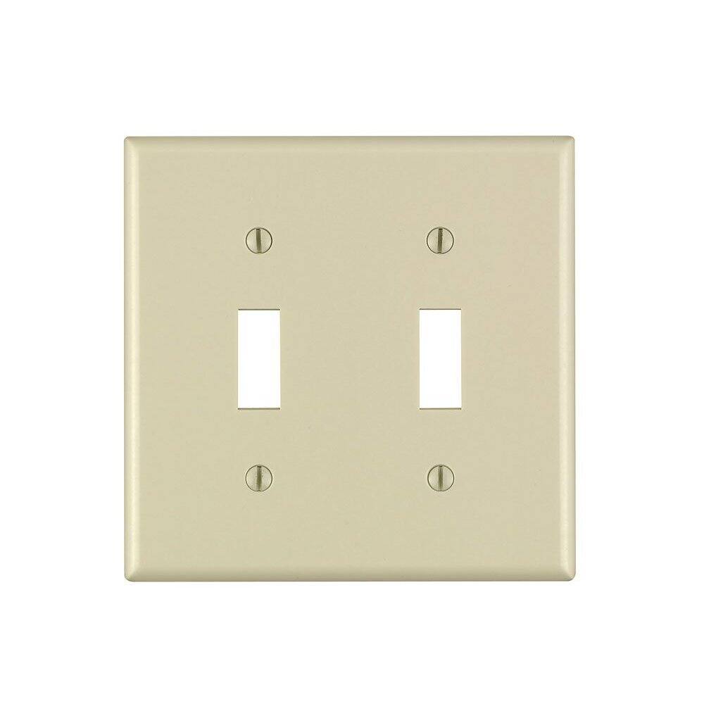 Front. Leviton - Leviton Ivory 2 gang Thermoset Plastic Toggle Wall Plate 1 pk (Case of 25) - Ivory.