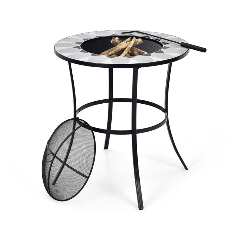 Back. Kadyn - Fire Pit Table Fire Bowl TableOutdoor Firepit Table235 Inches Round Fire Pit Table with Mesh Cover and Fire Poker - Black.