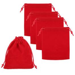 Unique Bargains - Bluetooth Headphone Bag, 5pcs 4.72x3.94 Inch Travel Headset Carrying Storage Pouch Drawstring for Over-Ear Headphones - Red