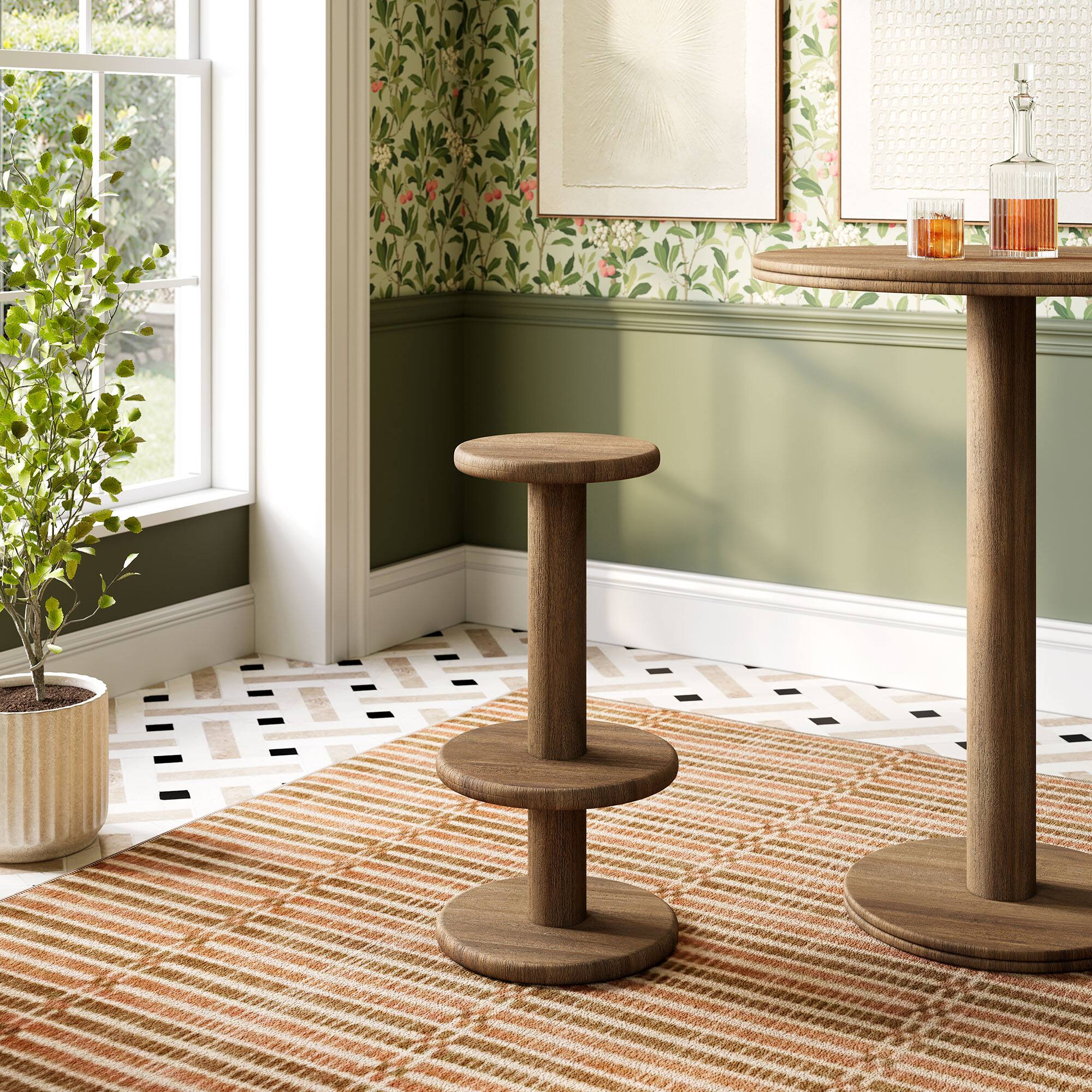 Alt View 1. Modway - Neo 15 Inch Round Indoor - Outdoor Patio Wood Bar Stools by Modway - Cocoa Brown.