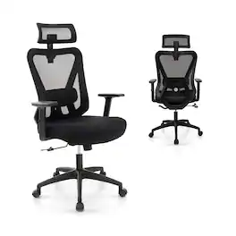 Ecooso - Ergonomic Office Chair Mesh Swivel Task Chair with Rocking Backrest - Black