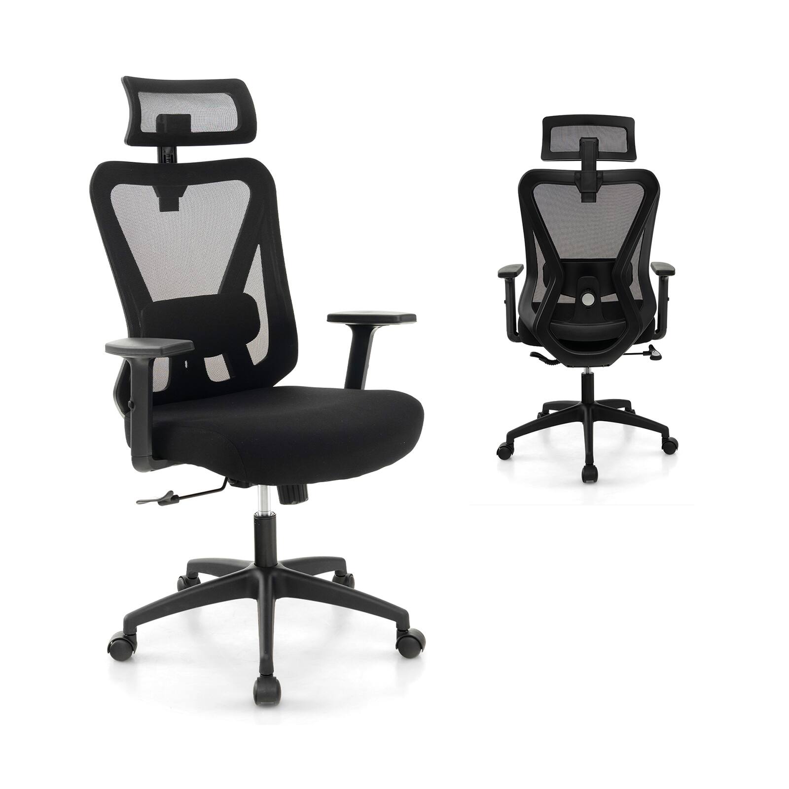 Ecooso - Ergonomic Office Chair Mesh Swivel Task Chair with Rocking Backrest - Black