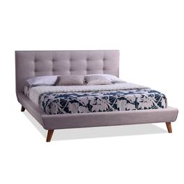Hivvago - Full size Linen Upholstered Platform Bed with Button Tufted Headboard - Purple