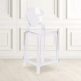 Emma + Oliver - Ghost Counter Stool with Tear Back - Transparent Crystal