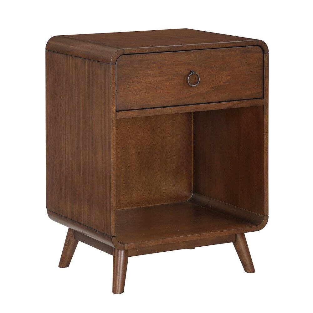 Alt View 1. Furniture of America - Ocala Mid-Century Wood 1-Drawer Side Table - Brown.