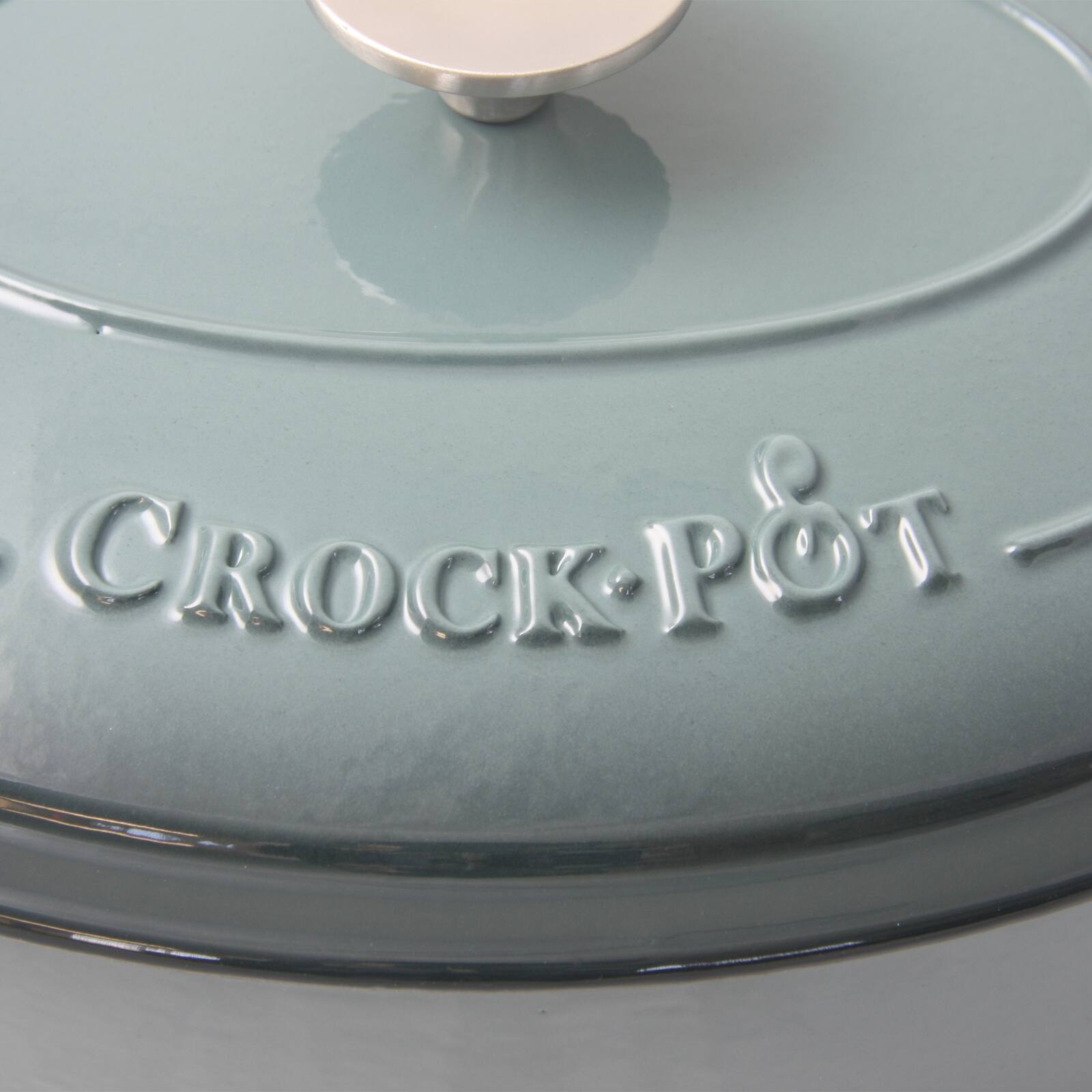 Alt View 1. Gibson - Crock Pot Artisan 5 Quart Round Enameled Cast Iron Dutch Oven in Slate Gray - Slate Gray.