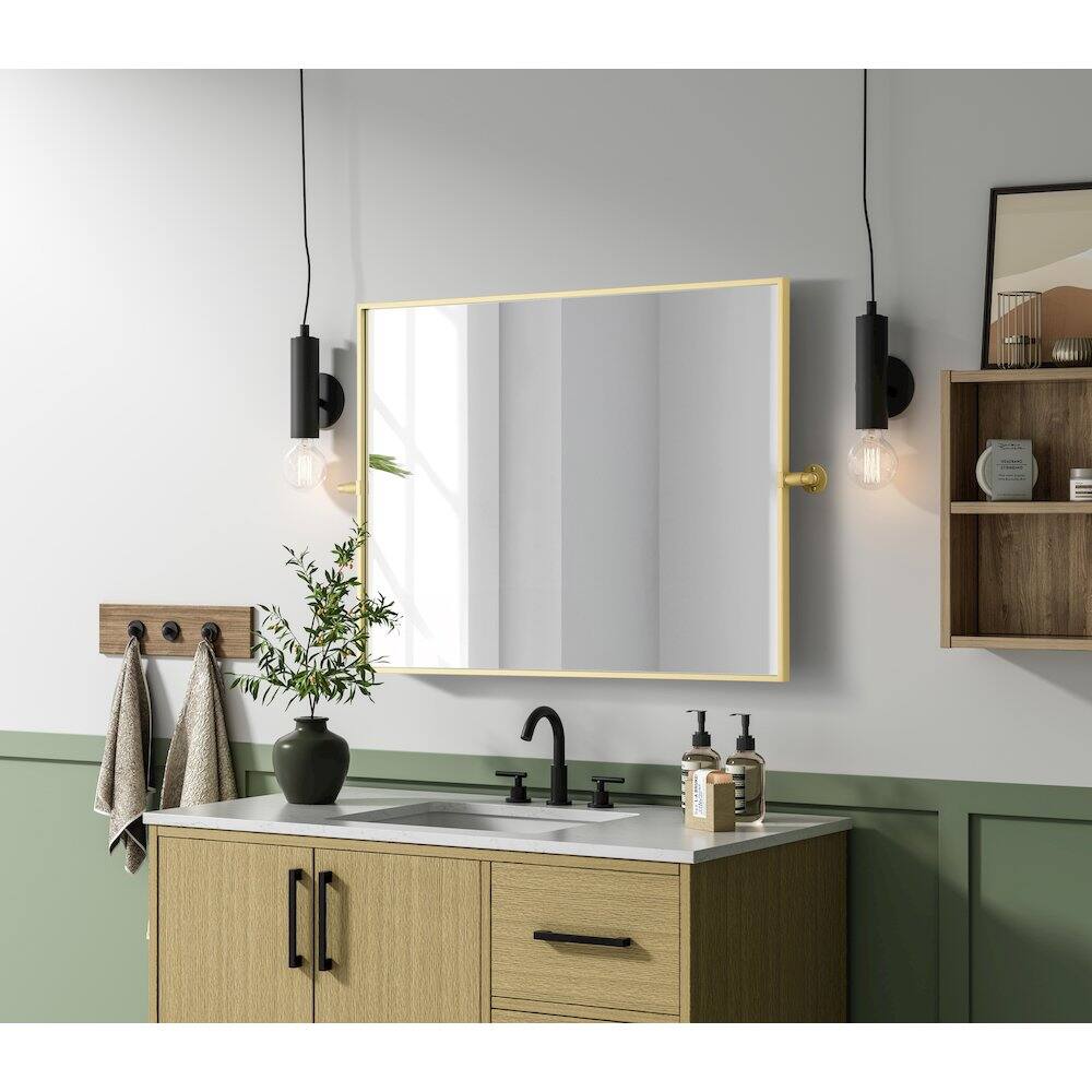 Alt View 9. Elegant Kitchen and Bath - Amoura 27X36 Pivot Mirror In Brass - Brass.