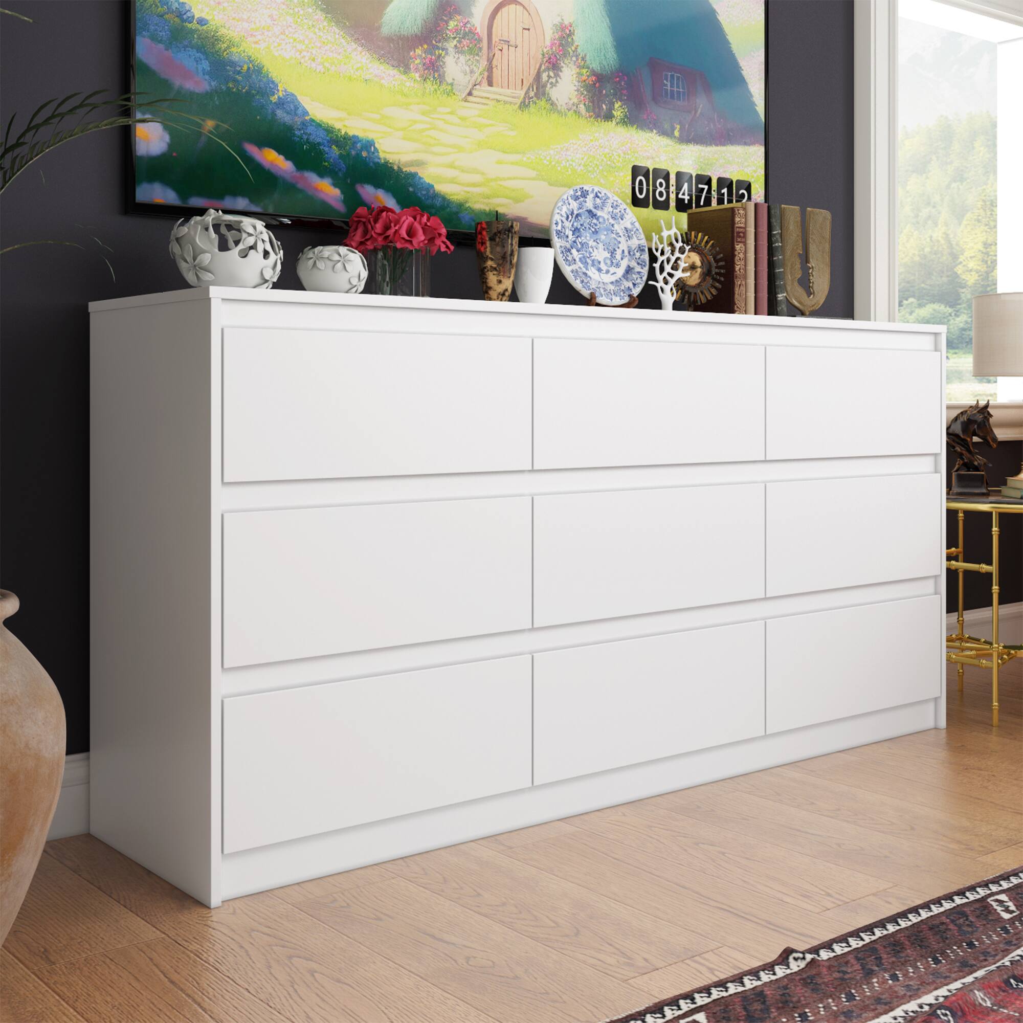 Alt View 1. FUFU & GAGA - FUFU&GAGA 9 - Drawer Horizontal Dresser  Wide Chest Artful Storage - White.