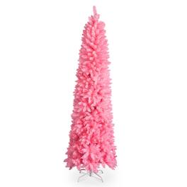Winado - 7.5FT Pencil Christmas Tree Artificial with Tips, Sturdy Metal Stand, Skinny for Holiday Indoor Office Party Decoration - Pink