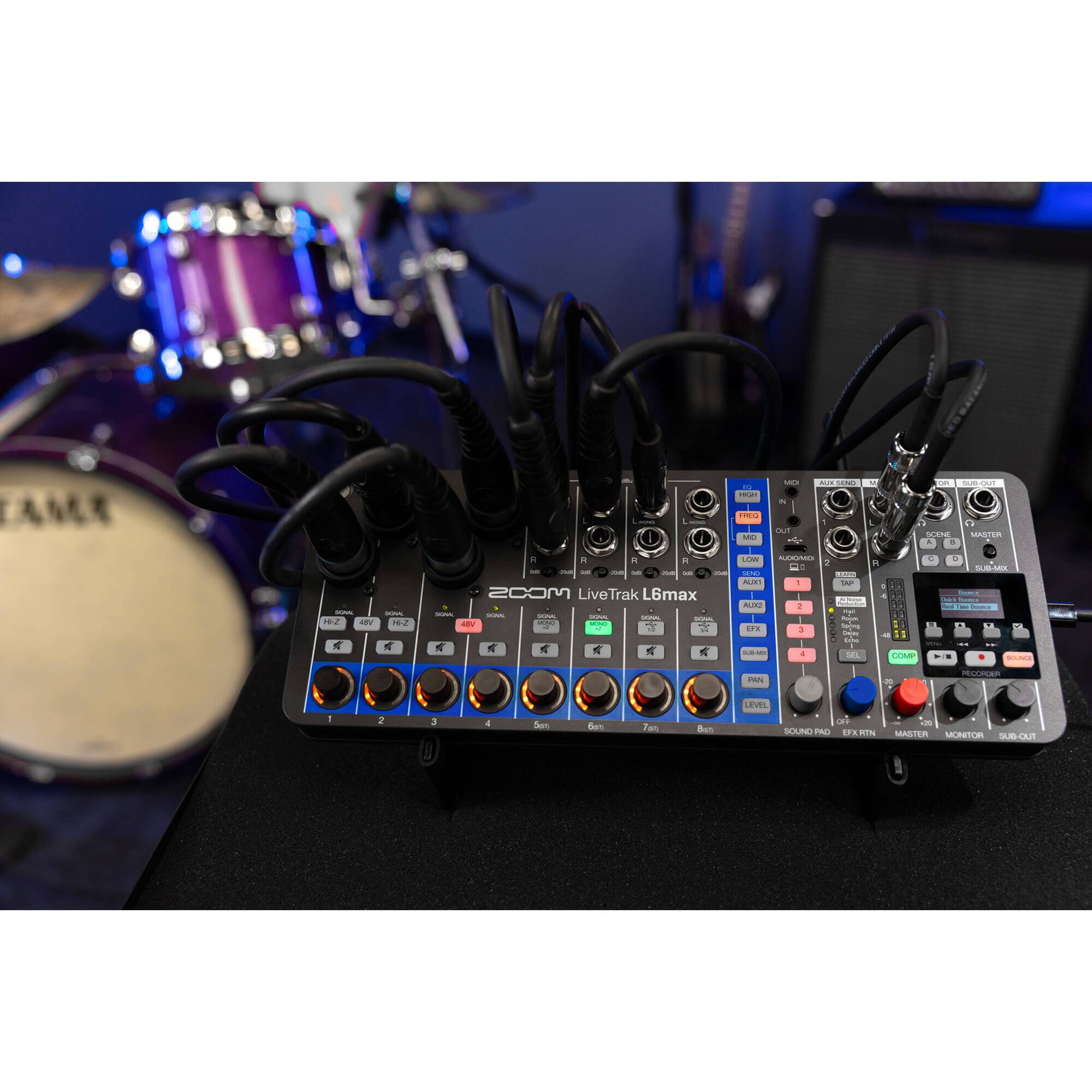 ZOOM LiveTrak L6max

- MIC
- AUX IN
- MIDI
- USB
- MAIN OUT
- MONITOR
- MASTER
- FX
- COMP
- RECORDER
- SOUND PAD
- SUB OUT

- 1
- 2
- 3
- 4
- 5
- 6
- 7
- 8

- AUX 1
- AUX 2
- AUX 3
- AUX 4

- AUX 1
- AUX 2
- AUX 3
- AUX 4

- AUX 1
- AUX 2
- AUX 3
- AUX 4

- AUX 1
- AUX 2
- AUX 3
- AUX 4

- AUX 1
- AUX 2
- AUX 3
- AUX 4

- AUX 1
- AUX 2
- AUX 3
- AUX 4

- AUX 1
- AUX 2
- AUX 3
- AUX 4

- AUX 1
- AUX 2
- AUX 3
- AUX 4

- AUX 1
- AUX 2
- AUX 