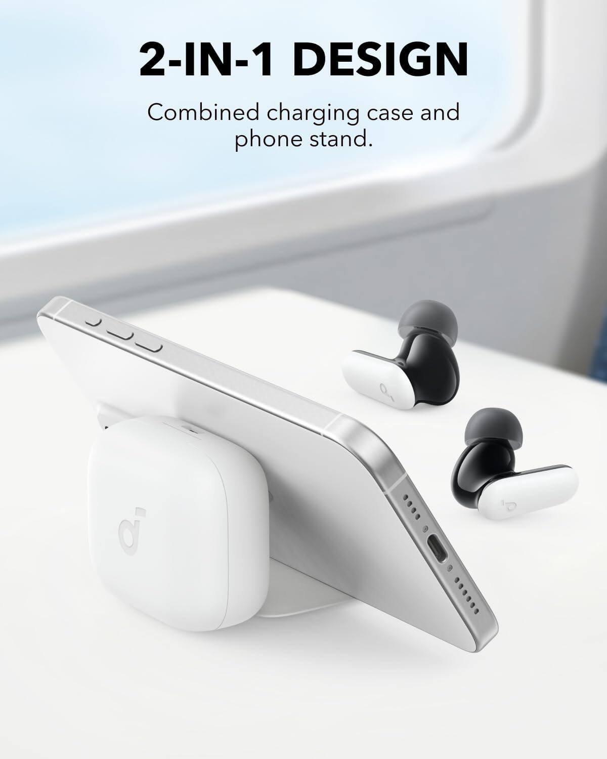 2-IN-1 DESIGN  
Combined charging case and phone stand.