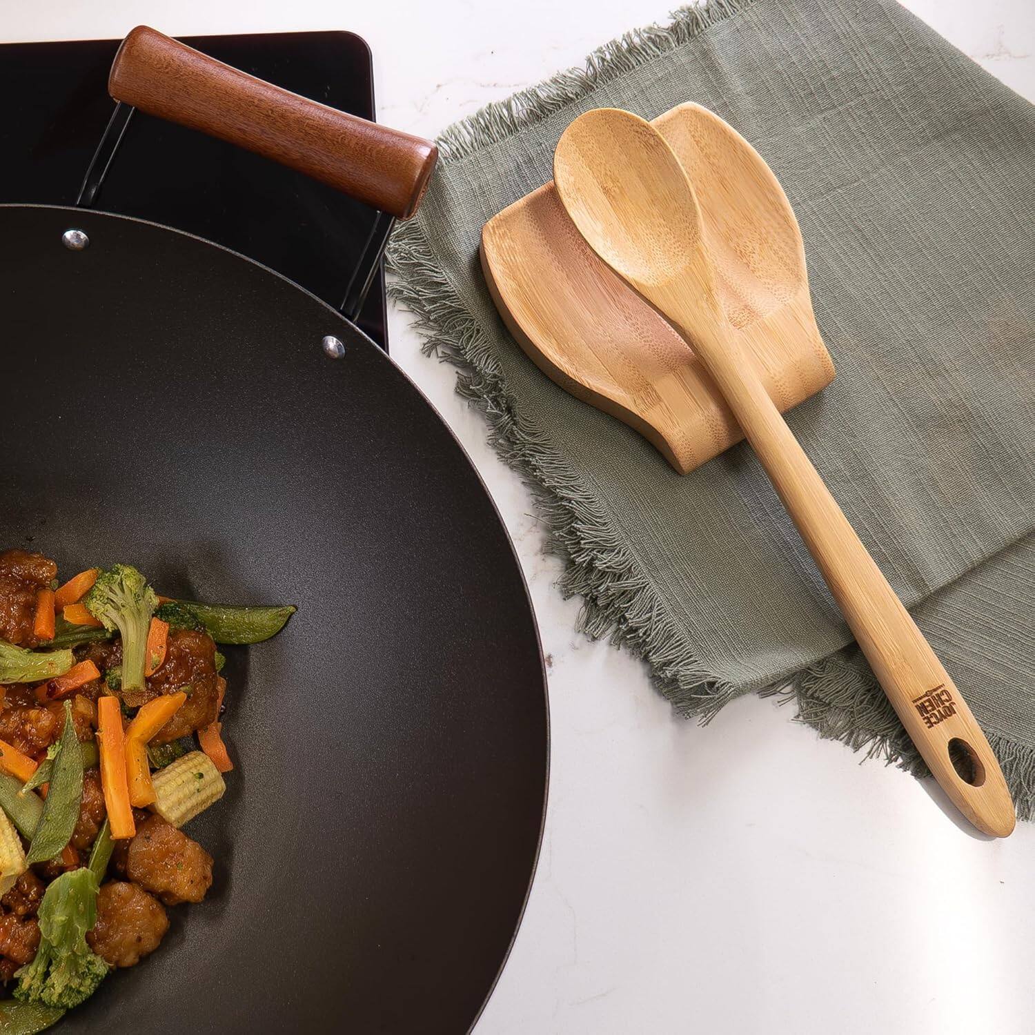 Alt View 4. Escali - Joyce Chen Burnished Bamboo Mixing Spoon, 12-Inch - Natural.