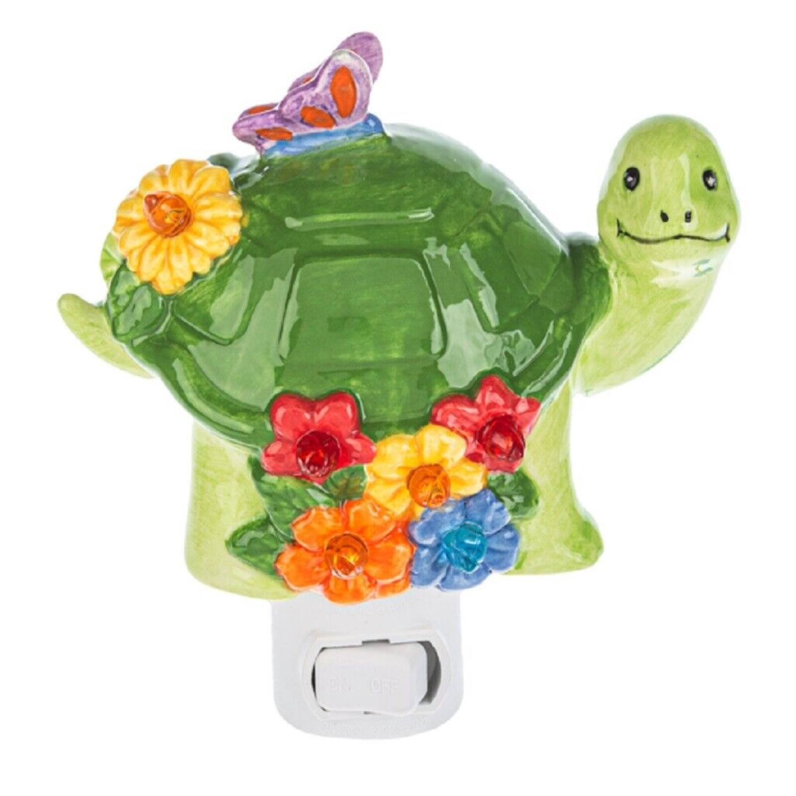 Ganz - Turtle with Butterfly Flowers Ceramic Plug in Night Light 4.5 Inch - Green price history on PriceWatchPro