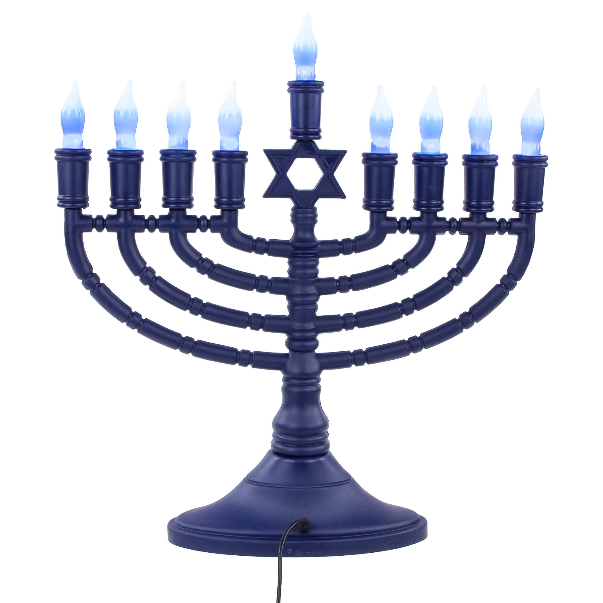 Alt View 3. Rite Lite - 15" Premium Blue Large LED Electric Menorah with Sequential Lighting - Blue.
