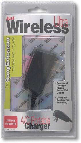 Front Standard. Just Wireless - Rapid Travel Charger for Select Sony Ericsson Cell Phones.