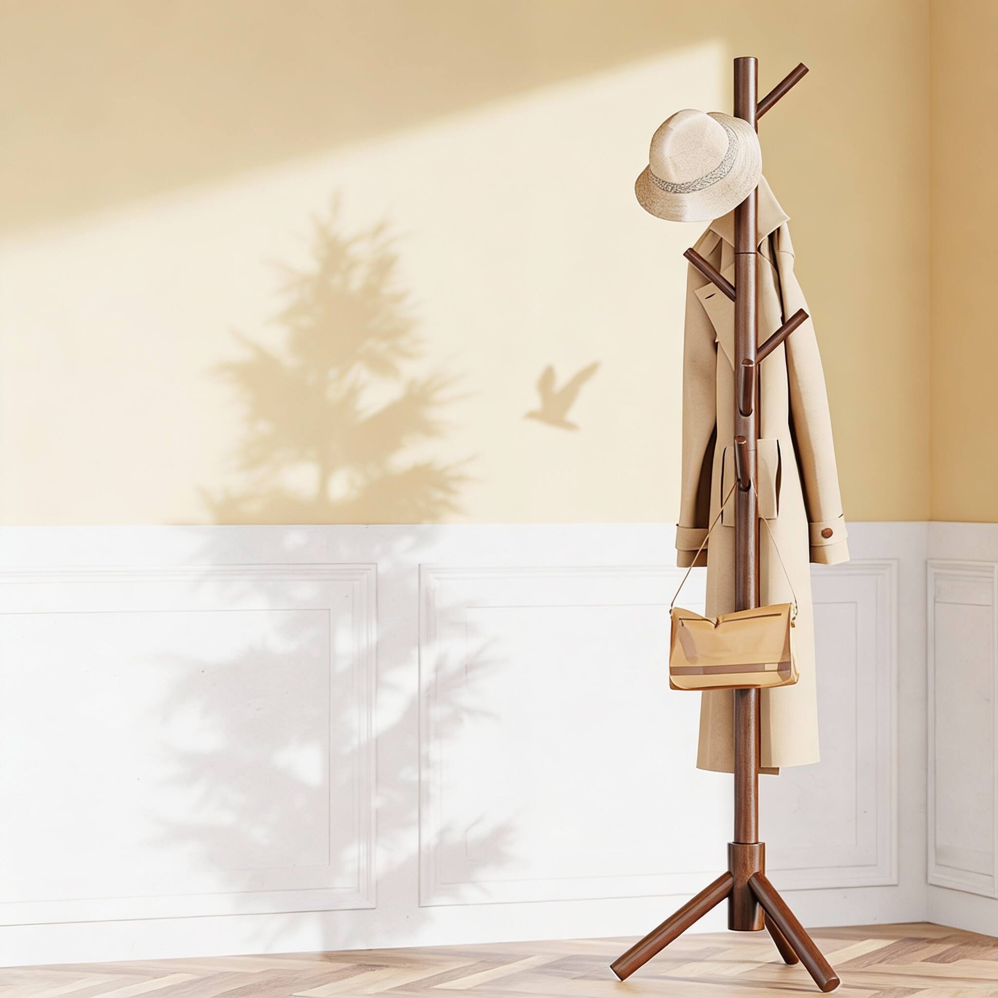 Alt View 3. Frangdom - Solid Wood 8-Hook Height-Adjustable Coat Rack - White 20"D x 20"W x 70"H.