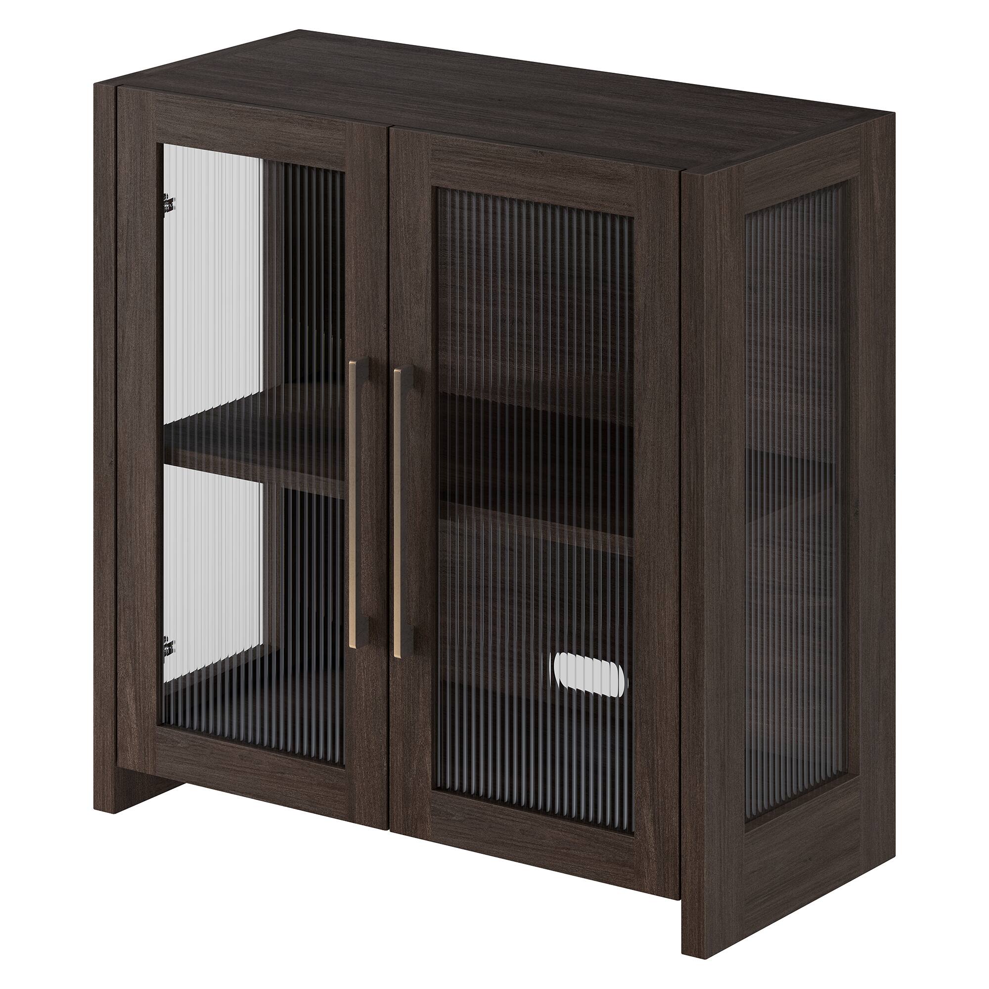 Back. Hudson&Canal - Clarkson 32" Wide Rectangular Accent Cabinet - Brown.