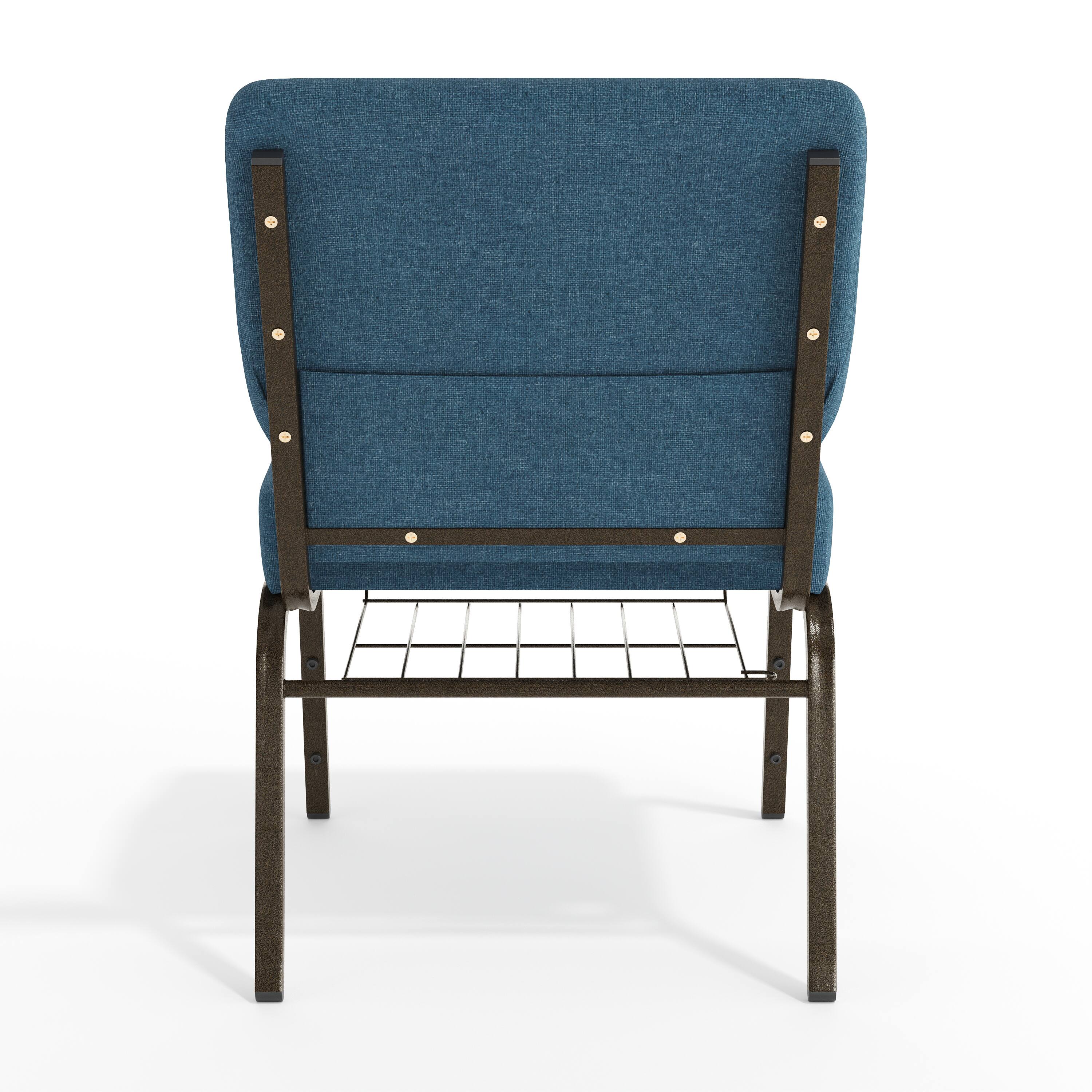 Alt View 7. Emma + Oliver - 21"W Church/Reception Guest Chair with Communion Cup Book Rack - Blue Fabric/Gold Vein Frame.