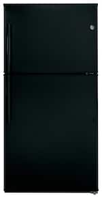 GE - 21.2 Cu. Ft. Top-Freezer Refrigerator - Black - Front_Standard