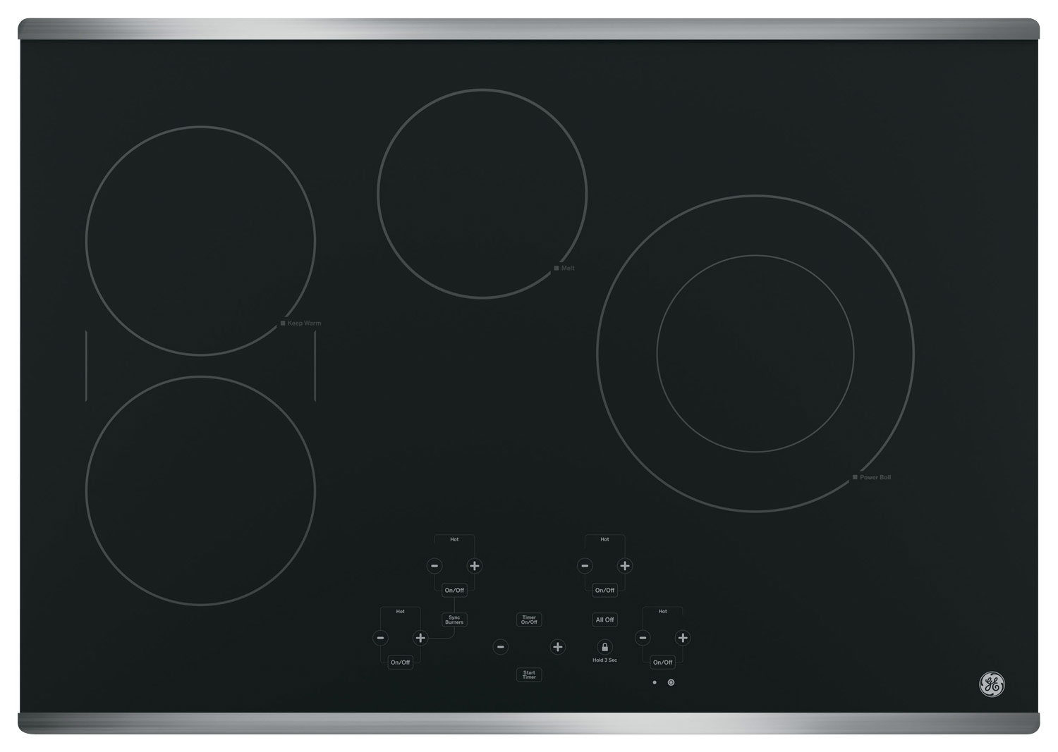 GE – 30″ Built-In Electric Cooktop – Stainless Steel-on-Black