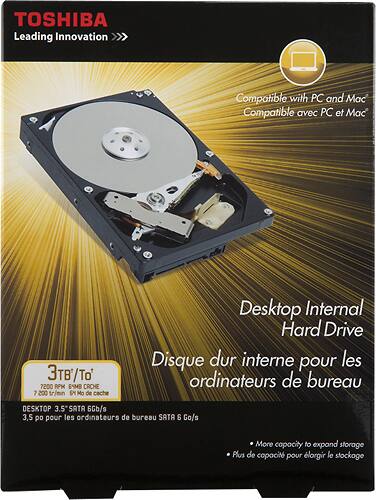 Toshiba 3TB Internal Serial ATA III Hard Drive for Desktops PH3300U