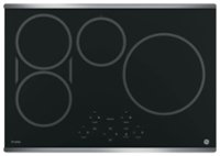 Front. GE Profile - 30" Built-In Electric Induction Cooktop - Stainless Steel-on-Black.
