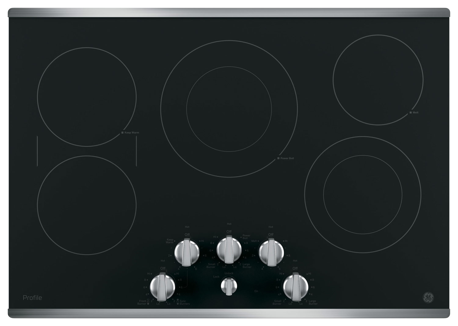 GE Profile - 30" Built-In Electric Cooktop - Stainless steel on black