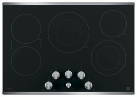 GE Profile - 30" Built-In Electric Cooktop - Stainless Steel on Black - Front_Zoom