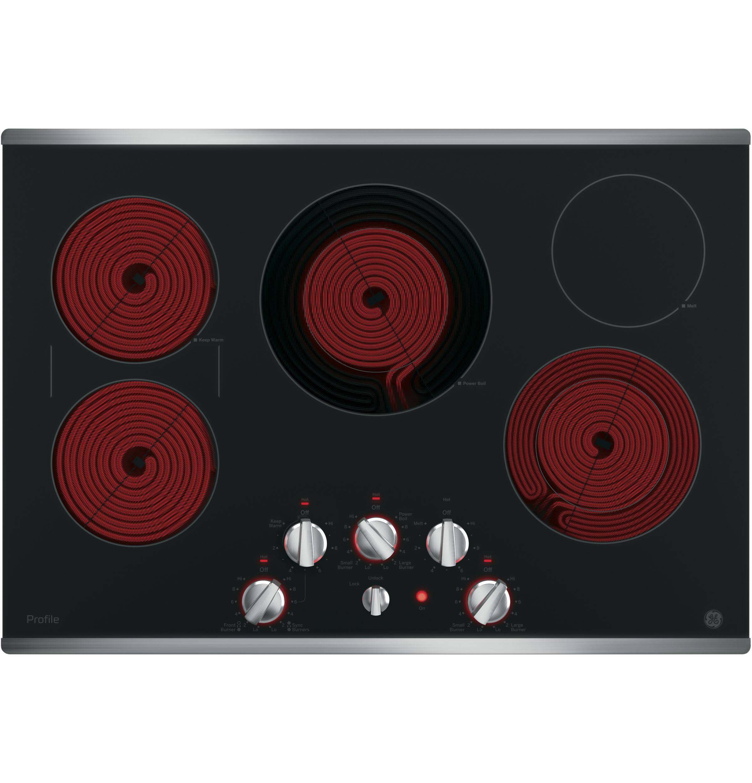 Alt View 12. GE Profile - 30" Built-In Electric Cooktop - Stainless Steel on Black.