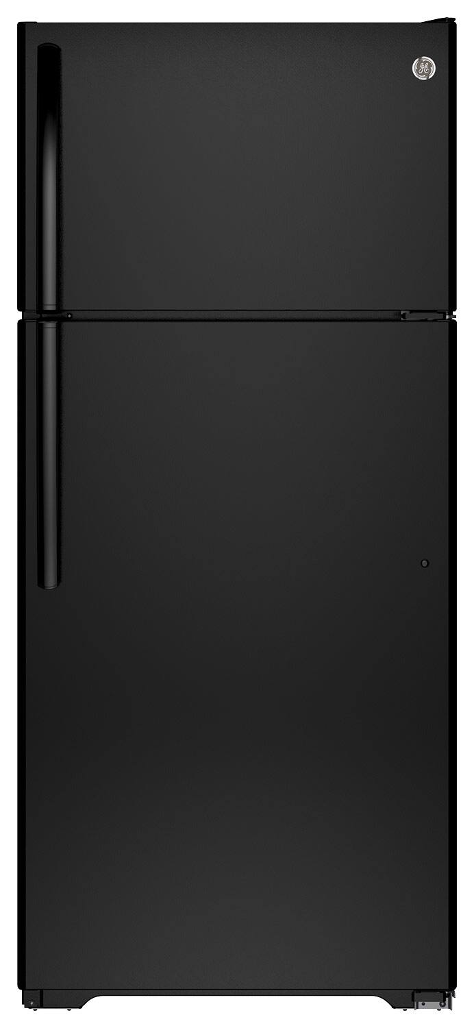GE - 15.5 Cu. Ft. Top-Freezer Refrigerator - Black - Larger Front