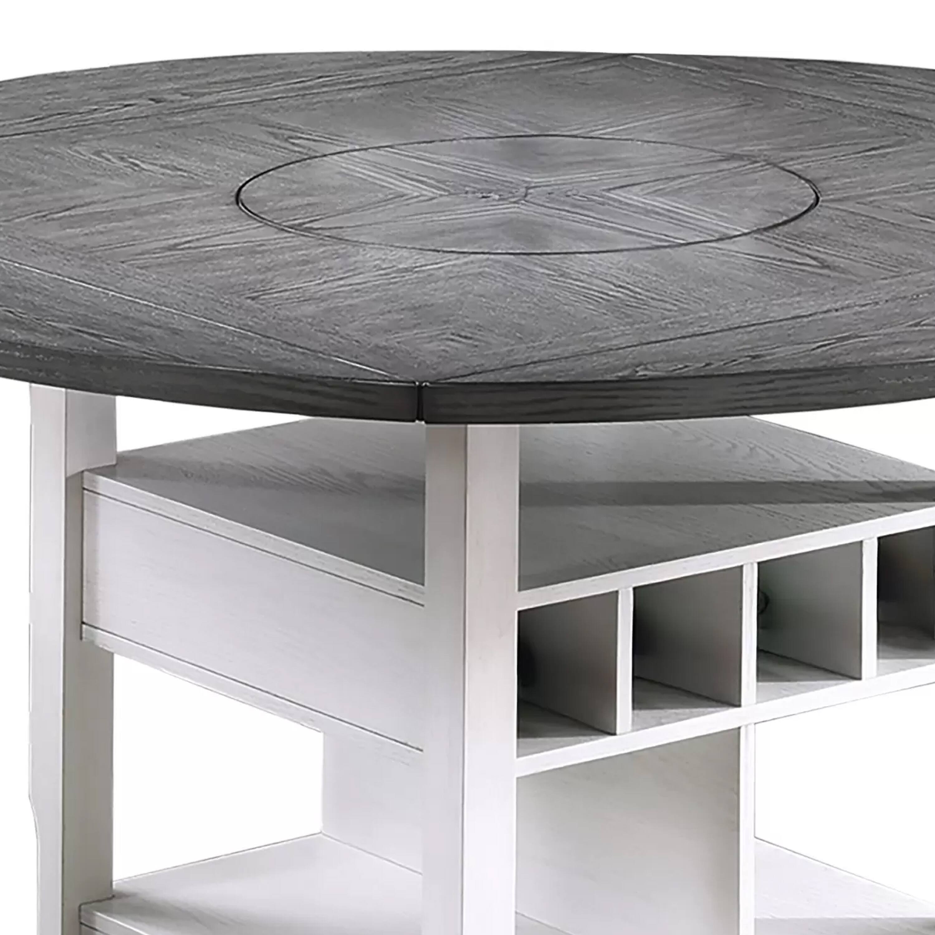 Alt View 4. Manhattan Lane - Vora Counter Height Storage Table, 4 Leaves, Antique White, 42-60 Inch - Gray, Antique White.