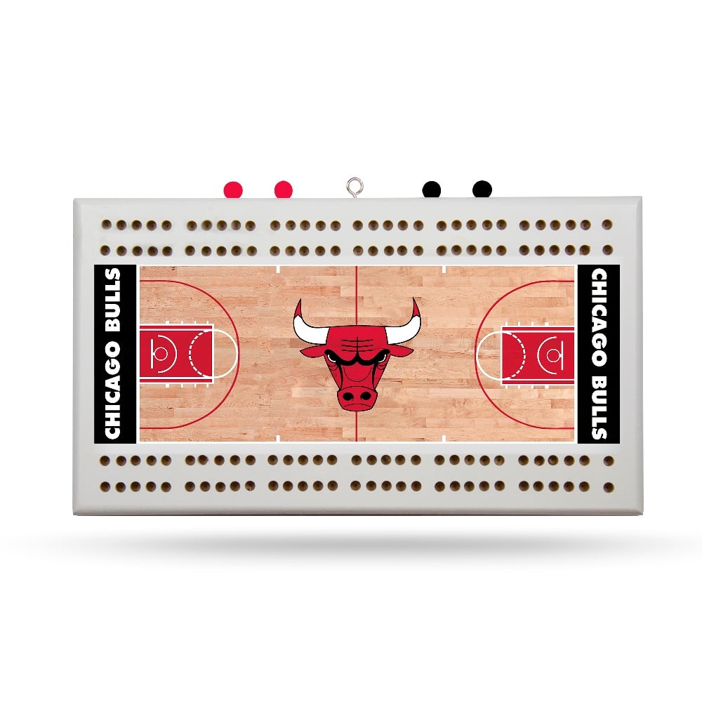 Rico Industries - Chicago Bulls Basketball Wood Two-Track Court Shaped Cribbage Board - Multi