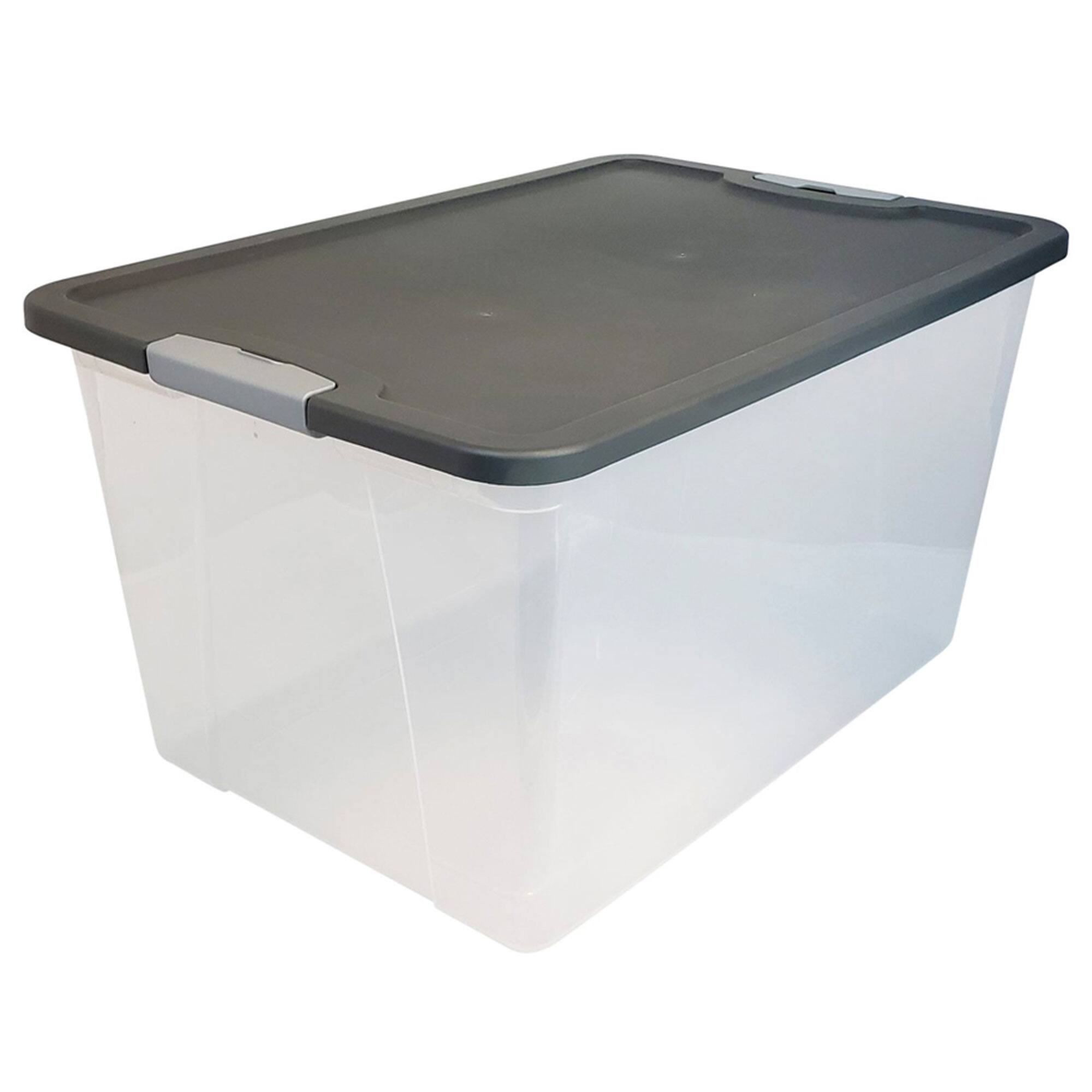 Alt View 7. Homz - Homz 64 Qt Secure Latching Large Clear Plastic Storage Bin w/ Gray Lid (4 Pack) - Gray Lid.