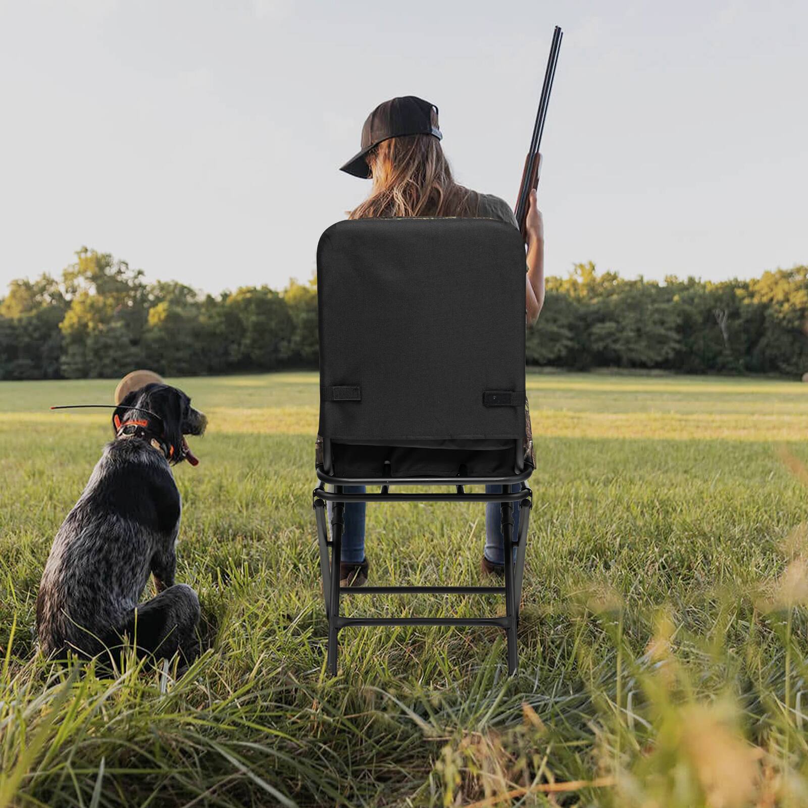 Alt View 1. Costway - Costway Folding Silent Swivel Blind 360°Swivel Hunting Chair w/All-terrain Foot Pads - Camouflage.