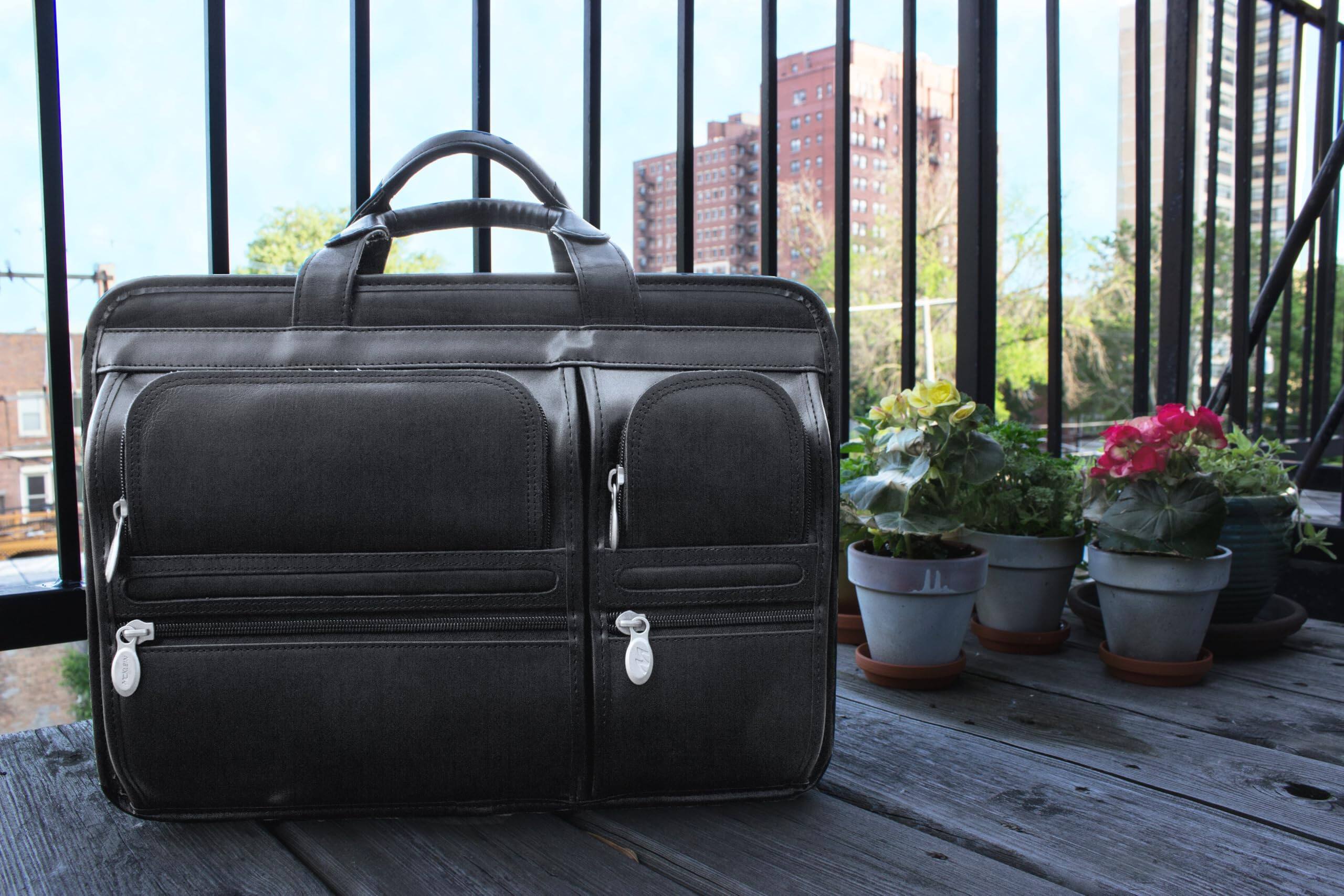 Alt View 2. McKleinUSA - 15-Inch Laptop Briefcase Top Grain Cowhide Leather Double Compartment P Series HUBBARD - Black.
