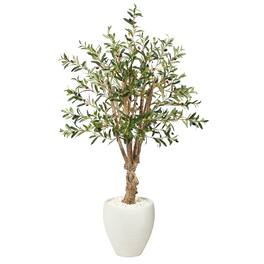 BreeBe - 53" Olive Artificial Tree in White Planter - Multicolor