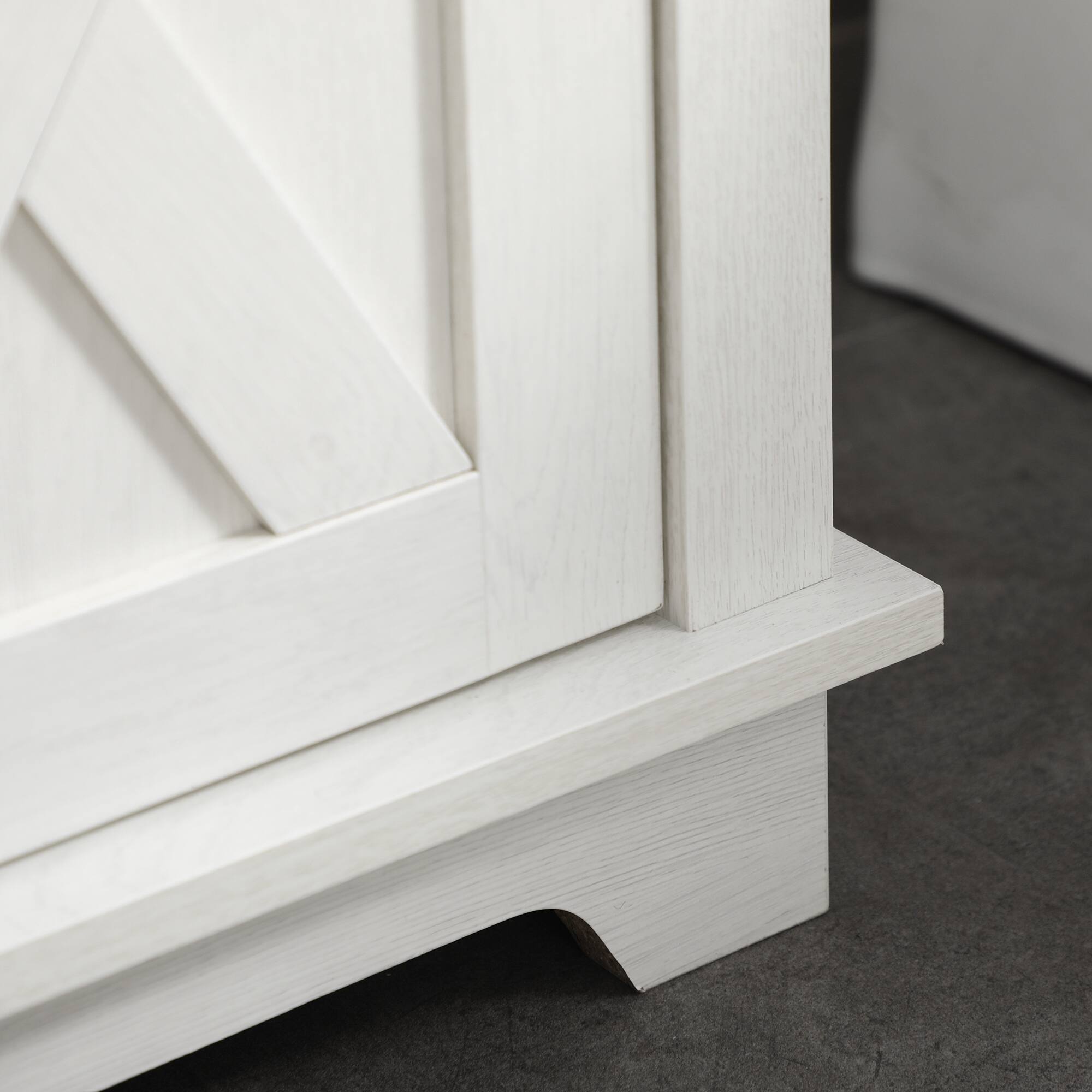 Alt View 7. Kleankin - Farmhouse Under Sink Bathroom Cabinet, Pedestal Vanity Storage Cabinet with Double Doors and Storage Shelves - White.