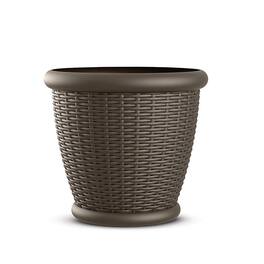 Suncast - Resin Decorative Wicker Patio Planter Pot - Brown