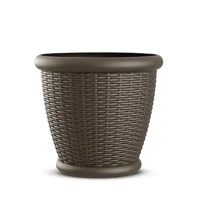 Alt View 11. Suncast - Resin Decorative Wicker Patio Planter Pot - Brown.