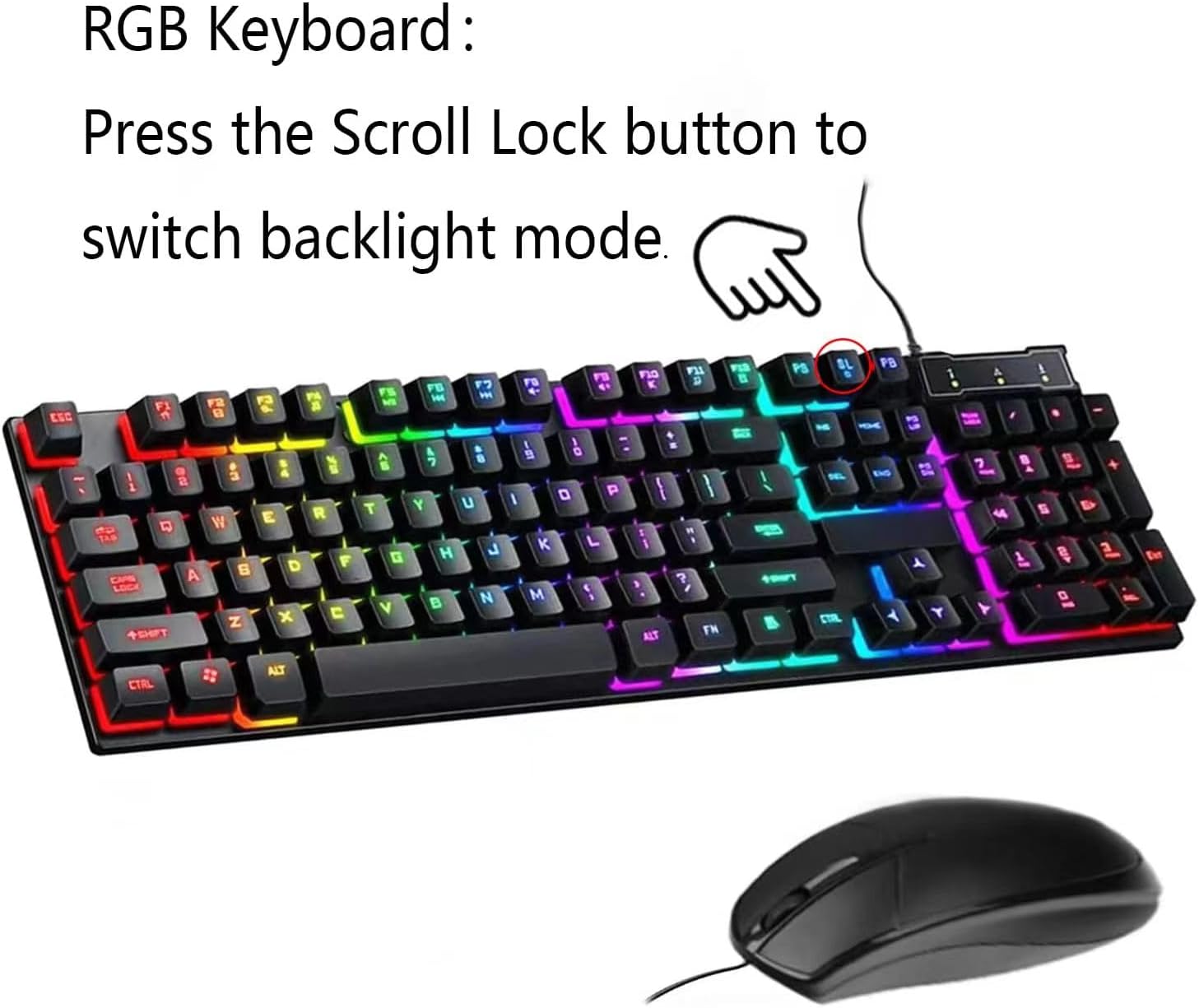 RGB Keyboard:  
Press the Scroll Lock button to switch backlight mode.