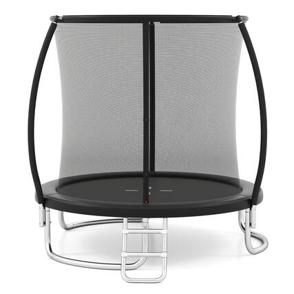 Front. Gymax - Gymax 8FT Outdoor Trampoline Heavy-Duty Recreational Trampoline w/Safety Enclosure Net - Black.