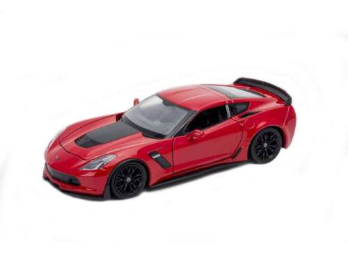 Angle. Welly - 2017 Chevrolet Corvette Z06 Red 1/24-1/27 Diecast Model Car by Welly - Red.